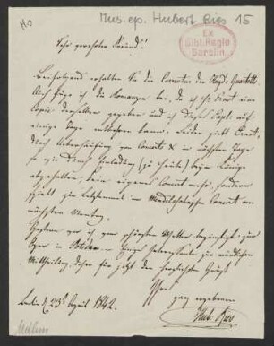 Brief an Ferdinand Mendheim, 23.04.1842