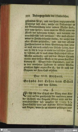 Der XVII. Abschnitt. Gründe der Lehre vom Schall und den Tönen