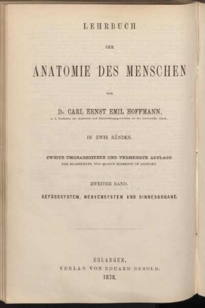 Bd. 2, Abt. 1: Gefässsystem, Nervensystem und Sinnesorgane: Gefässlehre : mit 186 Holzschnitten