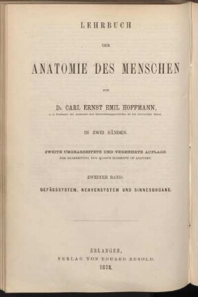 Bd. 2, Abt. 1: Gefässsystem, Nervensystem und Sinnesorgane: Gefässlehre : mit 186 Holzschnitten
