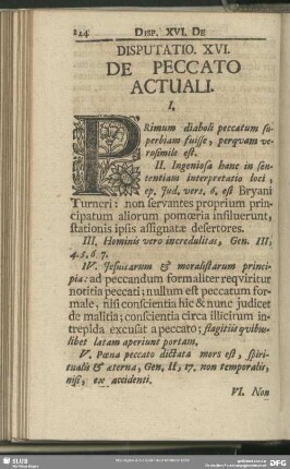 Disputatio XVI. De Peccato Actuali
