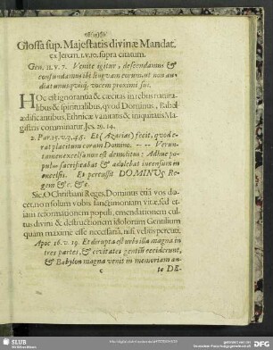 Glossa sup. Majestatis divinae Mandat. ex Jerem. I. v.10. supra citatum