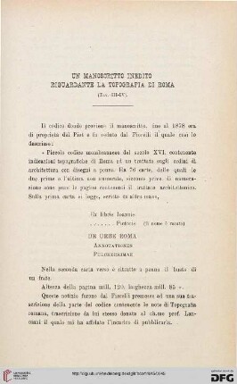 42: Un manoscritto inedito riguardante la topografia di Roma, [1]