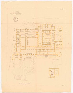 Hotel der Stadt Dresden: Grundrisse EG, UG 1:200