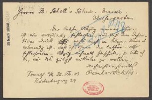 Brief an B. Schott's Söhne : 26.08.1903