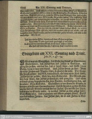 Evangelium am XXI. Sonntag nach Trinit., Joh. IV, v. 47-54