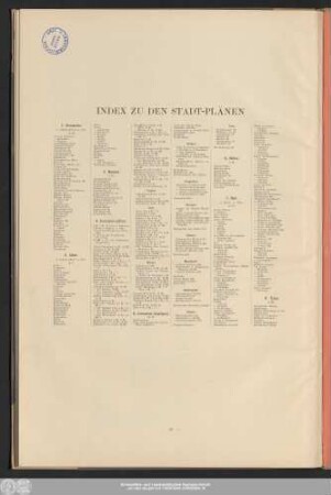 Index Zu Den Stadt-Plänen
