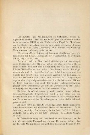 Bestimmung aller reellen Minimalflächen, die eine Schaar ebener Curven enthalten, denen auf der Gauss'schen Kugel die Meridiane entsprechen ...
