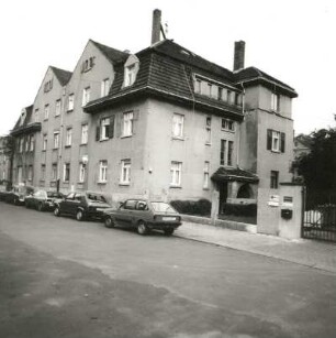 Dresden-Kaditz, Wächterstraße 39 a/Fechnerstraße 27. Doppelwohnhaus mit Laden (1912/1913). Straßenansicht Fechnerstraße von Nordwesten