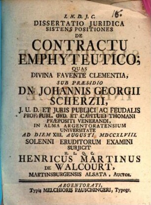 Diss. iur. sistens positiones de contractu emphyteutico