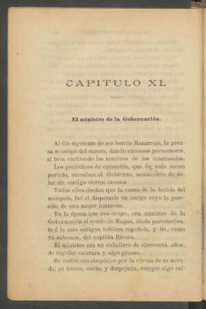 Capítulo XL - El ministro de la Gobernación.