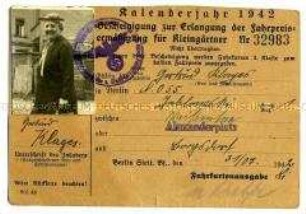 Berechtigungsausweis für Fahrpreisermäßigungen