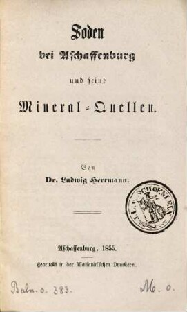 Soden bei Aschaffenburg und seine Mineralquellen