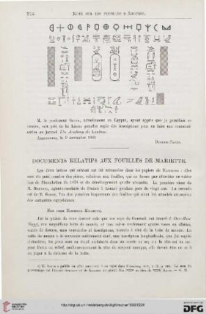 12: Documents relatifs aux fouilles de Mariette