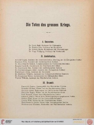 Die Toten des grossen Kriegs