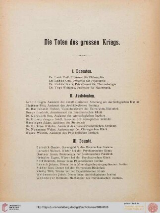Die Toten des grossen Kriegs