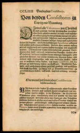 Von beyden Consistoriis zu Leipzig und Wittenberg.