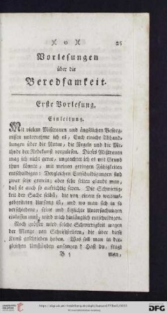 Erste Vorlesung: Einleitung