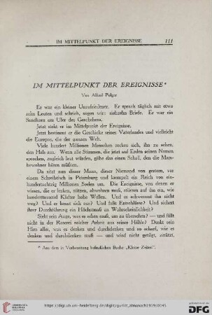 Im Mittelpunkt der Ereignisse