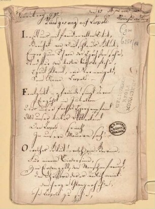 Rundgesang auf Kaiser Leopold - BSB Cgm 6251(14