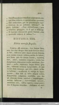 Historia XXII. Febris nervosa stupida