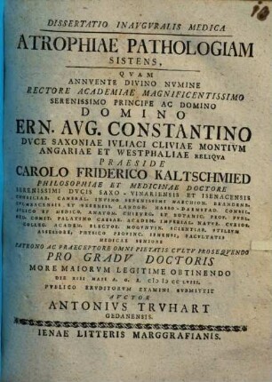 Diss. inaug. ... atrophiae pathologiam sistens