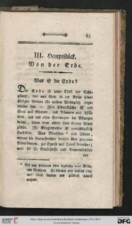 III. Hauptstück: Von der Erde
