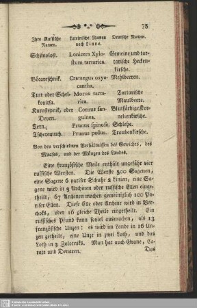 Von den verschiednen Verhältnissen des Gewichts, des Maases, und der Münzen des Landes