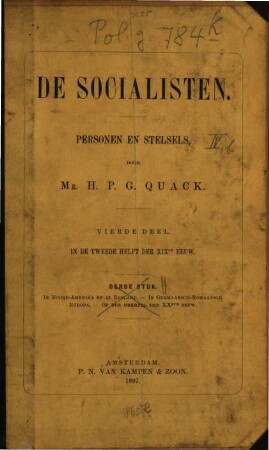 De Socialisten : Personen en Stelsels, 4. In de tweede helft der XIXde eeuw