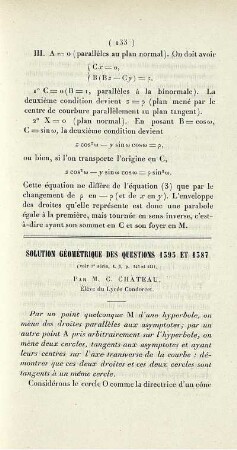 Solution géométrique des questions 1395 et 1387.