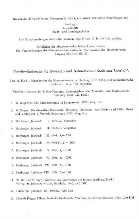 Veröffentlichungen des Museums- und Heimatvereins Stadt und Land e. V.