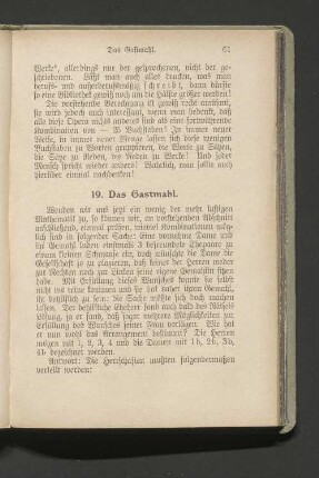 19. Das Gastmahl