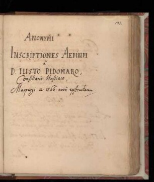 Justus Didamar: Anonymi inscriptiones Aedium (1566)