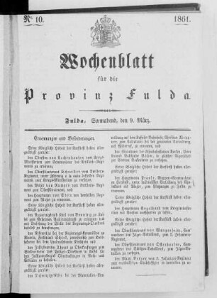 Nr. 10, Ausgabe vom 9. März 1861