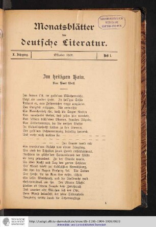 Heft 1. - oktober 1905.