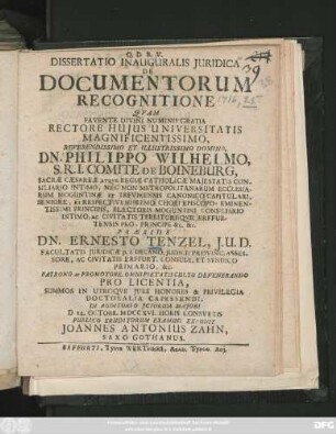 Dissertatio Inauguralis Juridica De Documentorum Recognitione