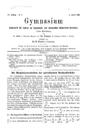 Die Haupteigenschaften der periodischen Dezimalbrüche