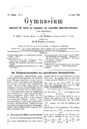 Die Haupteigenschaften der periodischen Dezimalbrüche