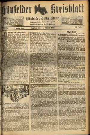 Zweite Ausgabe vom Samstag, den 11. Februar 1928.