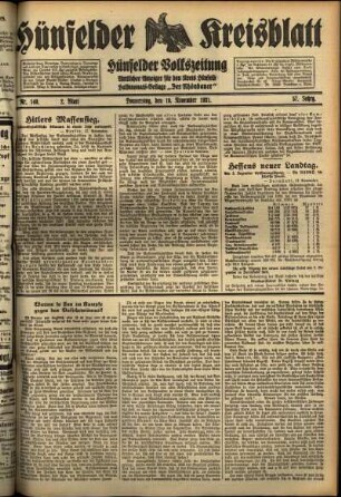Zweite Ausgabe vom Donnerstag, den 19. November 1931.