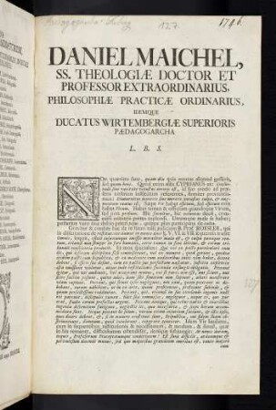 Daniel Maichel, SS. Theologiae Doctor et Professor Extraordinarius, ...