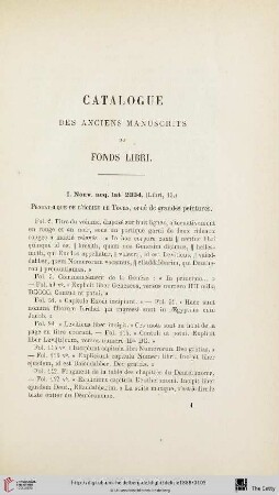 Catalogue des anciens manuscrits du Fonds Libri