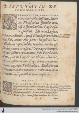 Disputatio de Praedicabilibus.