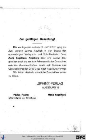 Zur gefälligen Beachtung!