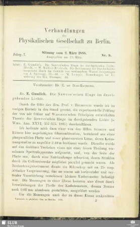 Nr. 5 Sitzung vom 2. März 1888