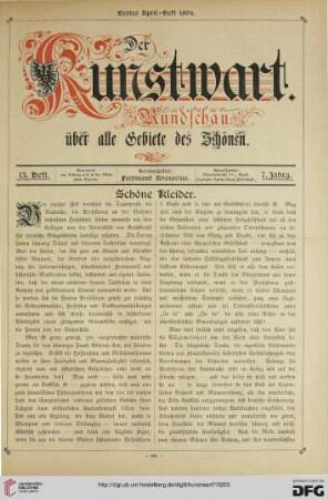 Heft 13 (1. Aprilheft 1894)