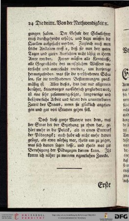 Erste Abtheilung: Von der Erziehung überhaupt
