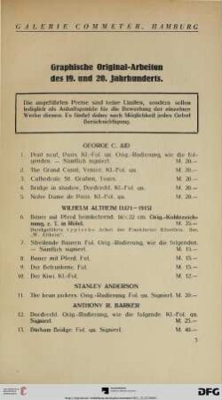 Graphische Original-Arbeiten des 19. und 20. Jahrhunderts (Nr. 1-515)