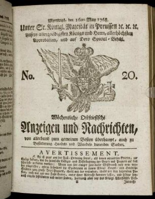 No. 20. Montags, den 16ten May 1768.