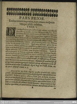 Pars Prior. Exilium tum ingenere, tum etiam in specie vituperabile exhibet